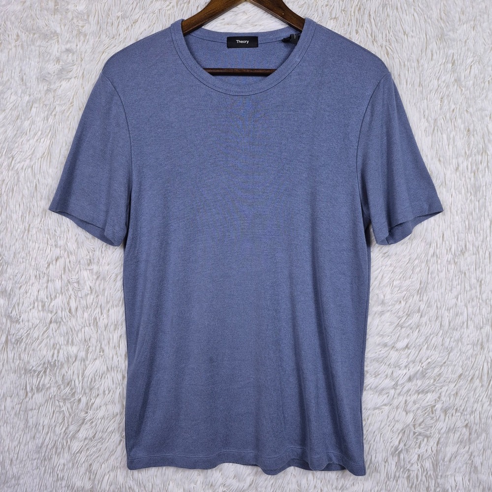 Theory Mens Small Essential Tee Anemone Milano Blue Modal T-Shirt Quiet Luxury